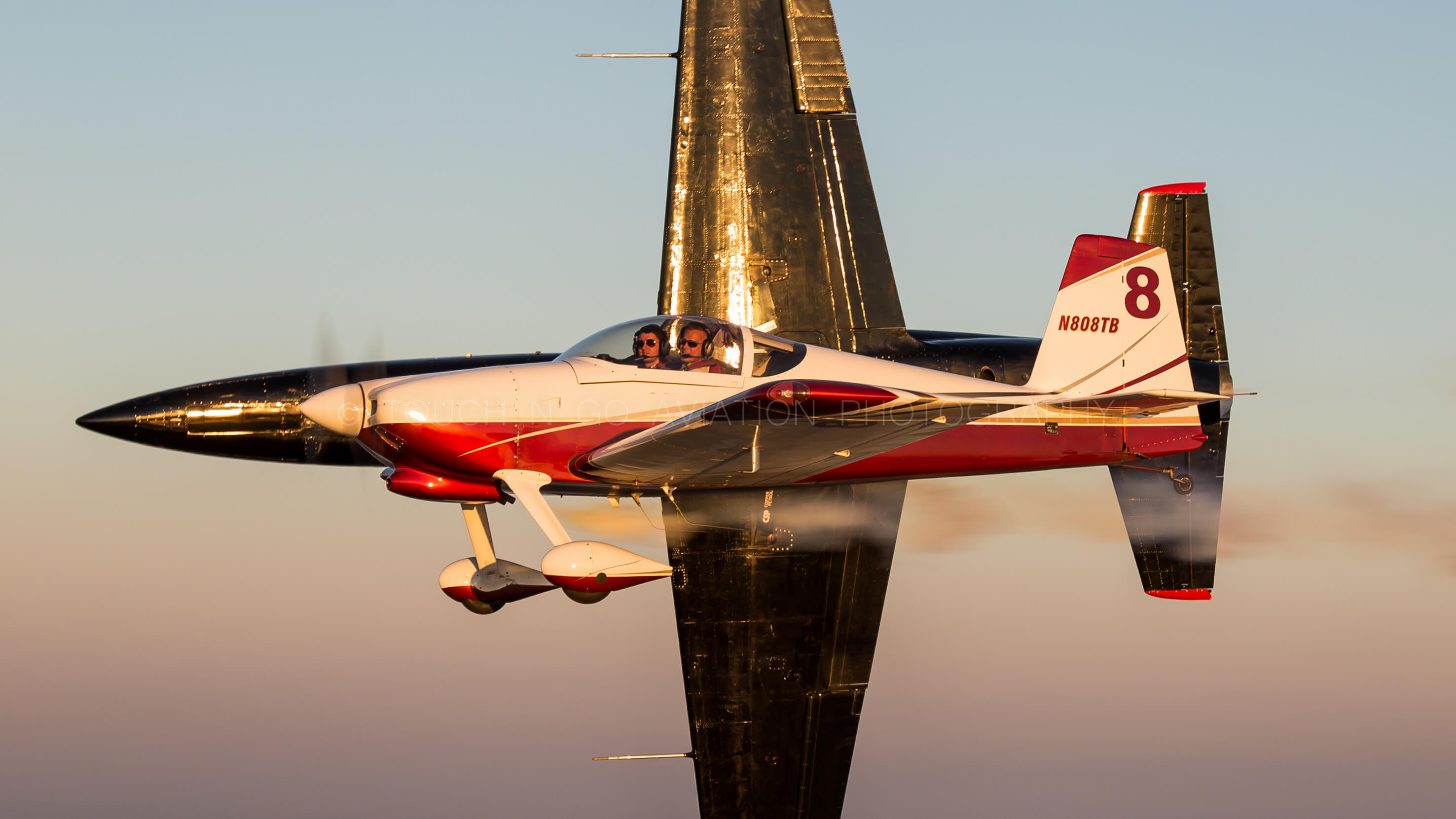 Air to air shoot of RV-6 in front of an L-39.