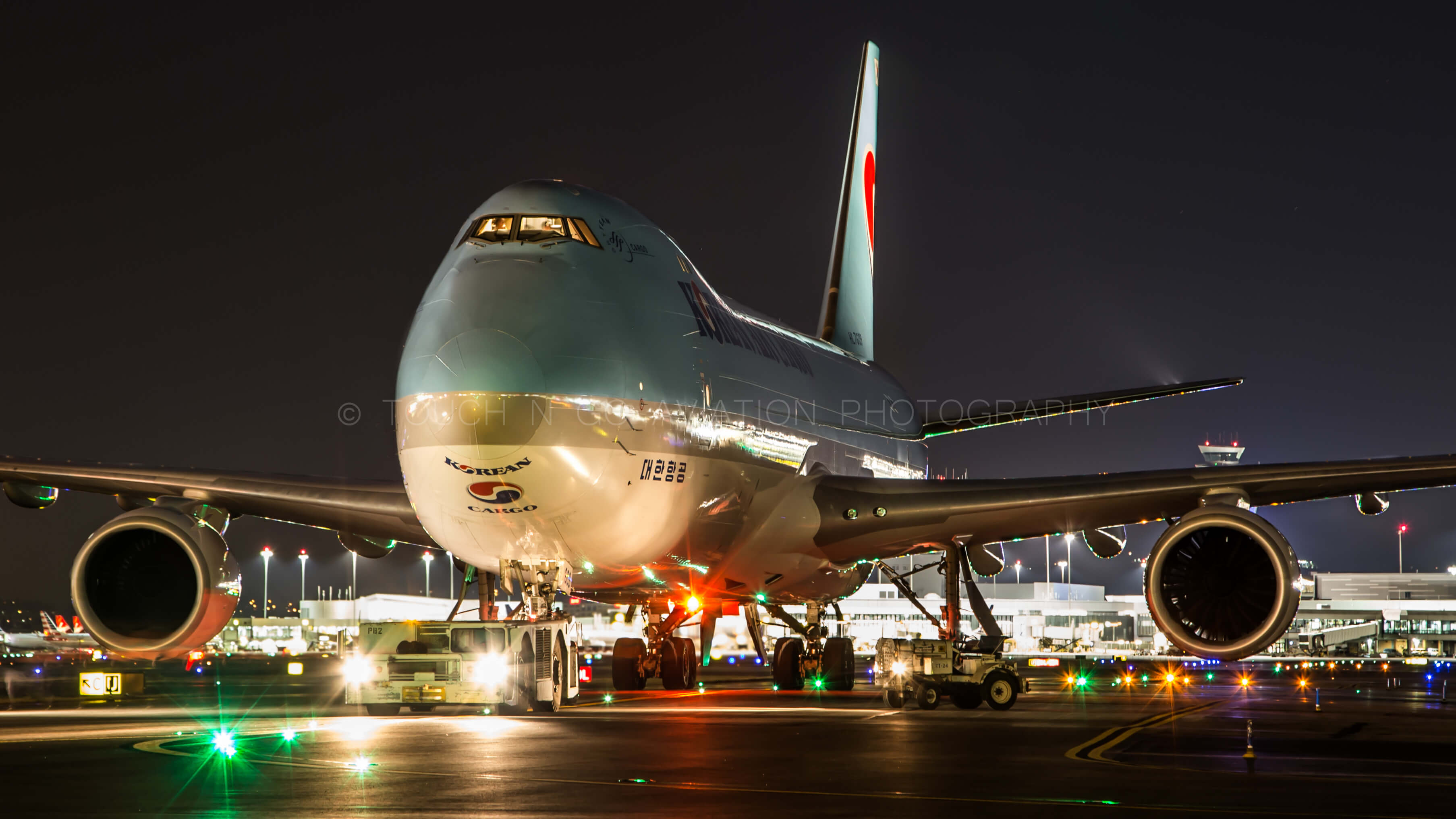 Korean Cargo on taxiway after push at SFO.