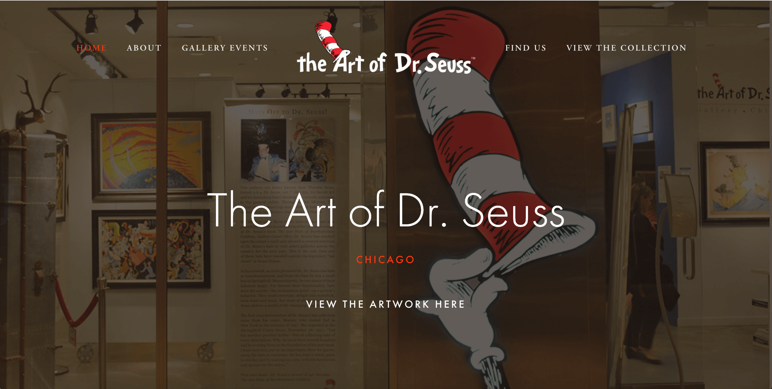 screen shot of www.drseussgallery.com website homepage