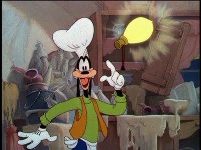 Disney's Goofy with the proverbial lightbulb going off above his head.